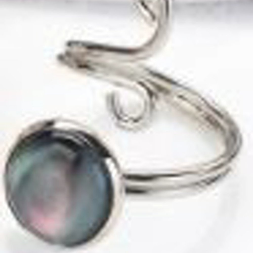Silver & Black Stone Adjustable Ring - Picture 3 of 4